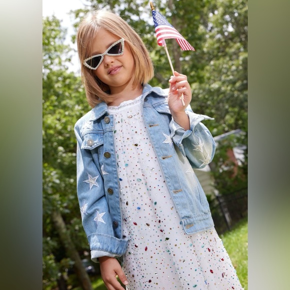 Lola + the Boys Girls Rainbow Crystal Gem Dress - Size 4 - Picture 16 of 16